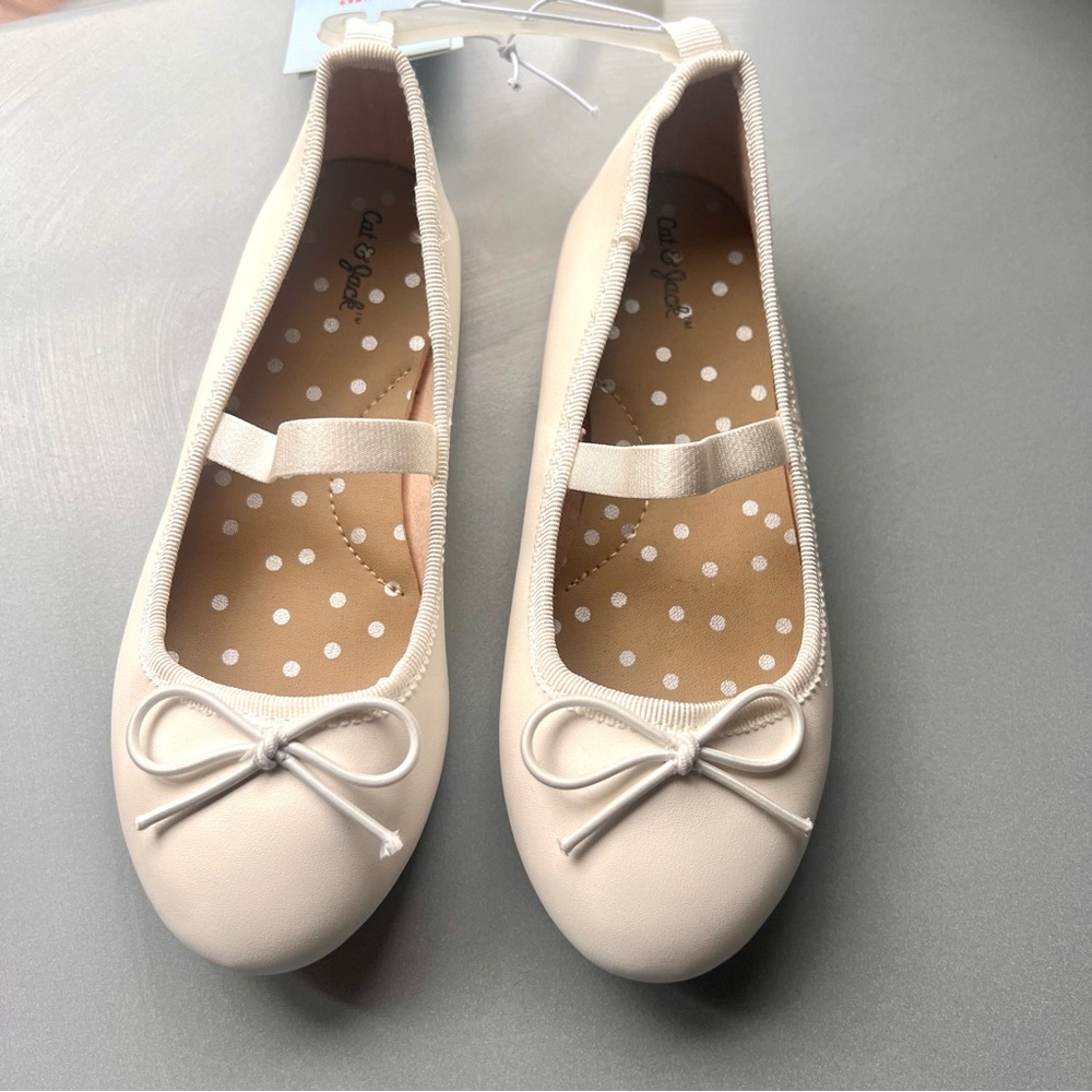 Target Girls Cream Ballet Flats with Bow and Elastic Strap